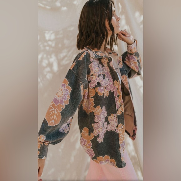 Free People - NWT Printed Ruby Jacket in Charcoal - Picture 3 of 12